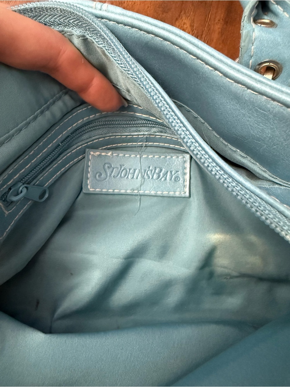 Classic Teal Shoulder Bag with Front Pockets - Picture 6 of 6
